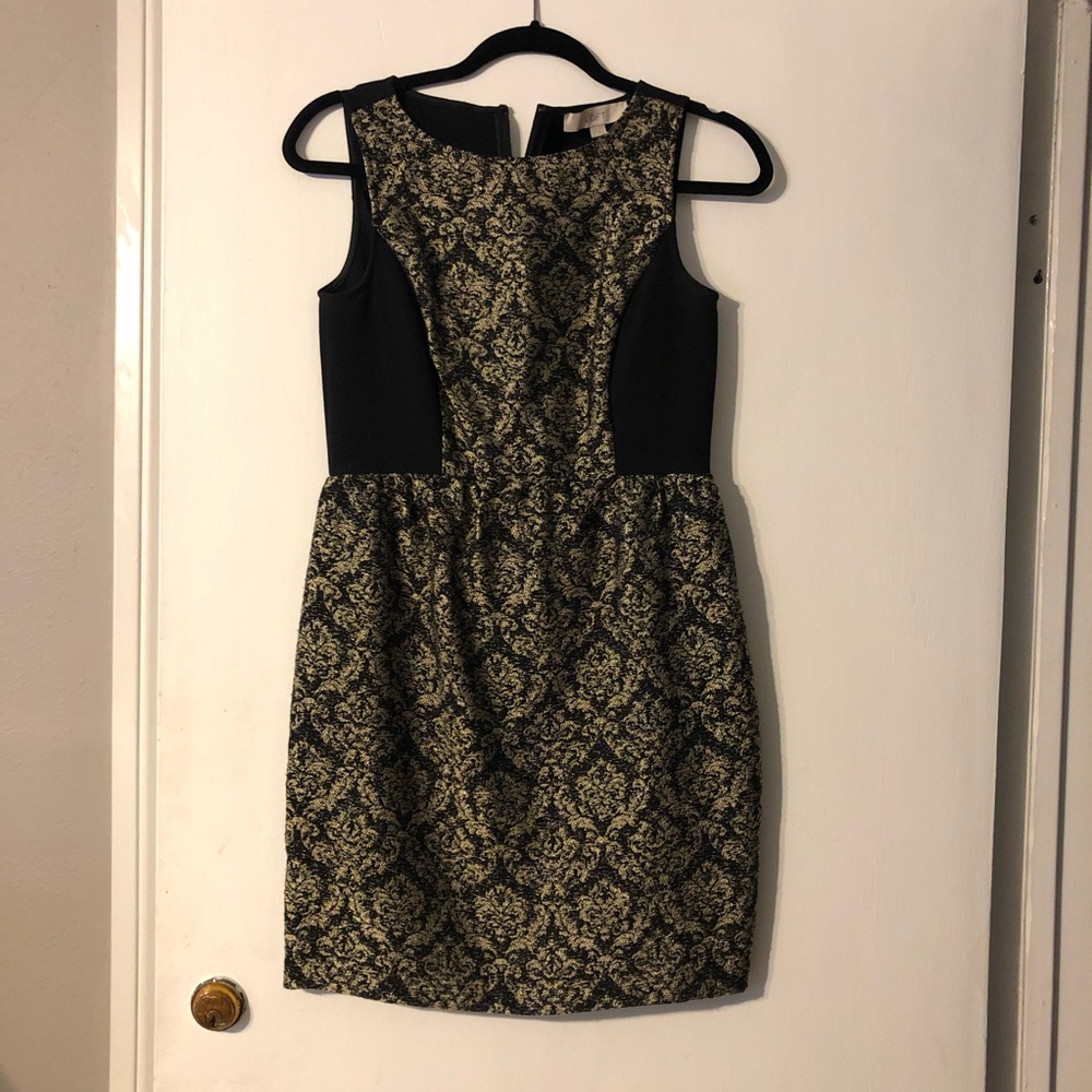 Loft Black and Gold Holiday or Work Dress